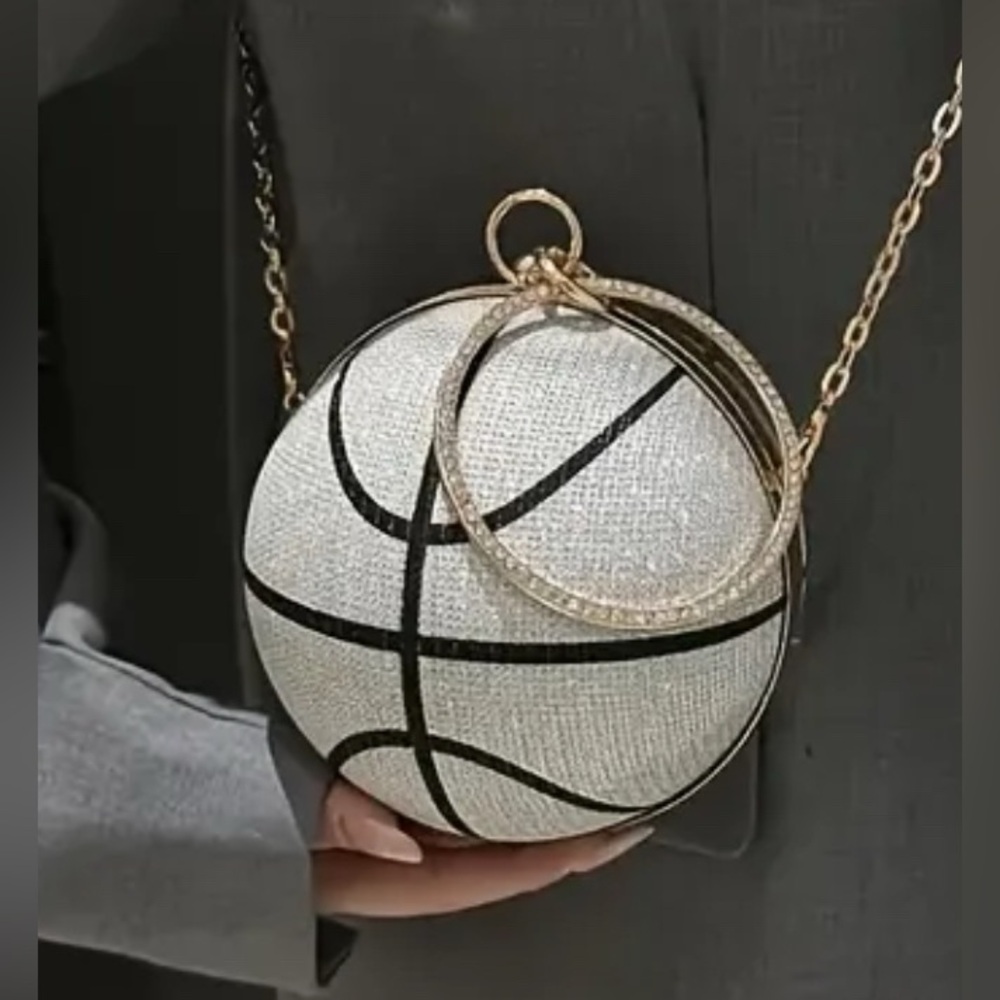 NWT- Crystal Embellished Basketball Convertible Evening Wristlet/Bag.